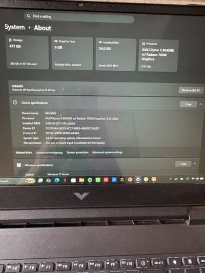 Hp VICTUS AMD RYZEN 5