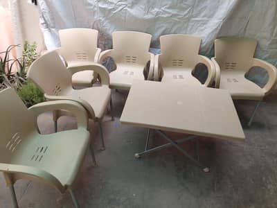 6 Chairs with Table Plastic