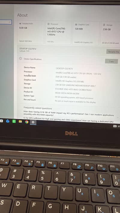 dell leptop m5 6th generation 256 ssd 8 ram