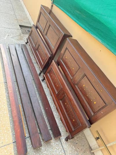 Pure wooden 2 single bed set