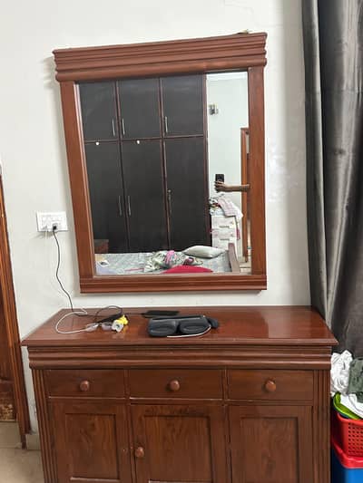 Pura wood king bed with sight tables and dressing table