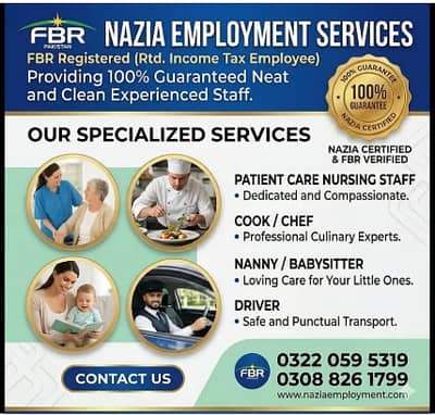 Patient Care , Nursing Staff , Maids , Baby Sitter , Chef, Cook