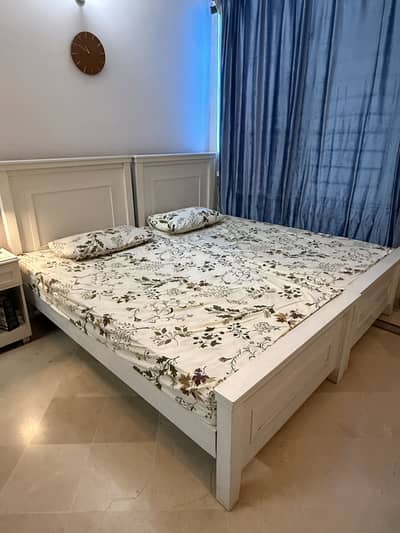 Pair of Single Bed - Solid Tali wood | Mater Foam | Custom Made