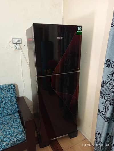 Haier HRF-276IPRA refrigerator for sale- Red glass (new condition)