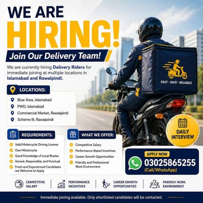 Bike Rider Jobs | Full-Time Delivery Staff Required
