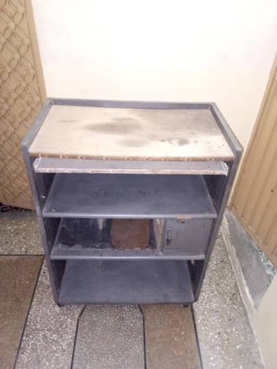 Wooden TV Trolley with Attached Shelves | Computer Desk | Book Storage