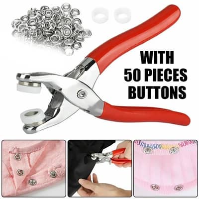 Red Handle Tich Button Machine With 80 Tich Buttons