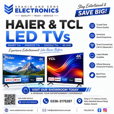 Haier LED, TCL LED, Smart TV, Android TV, Google TV, 4K TV, LED TV