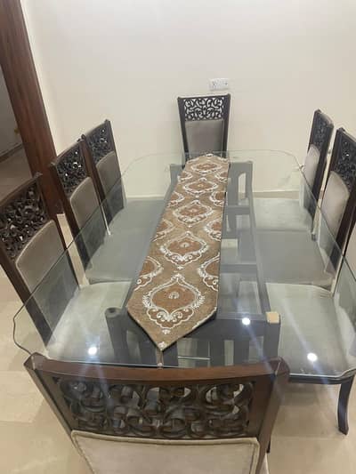 8 seater dining table with glass top