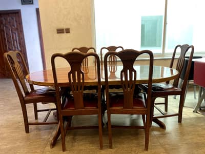 Solid Wood 6 Seater Round Dining Table Set – Royal Design