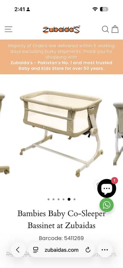 Baby Bedside Sleeper Cot / Newborn Bassinet with Mattress – Excellent