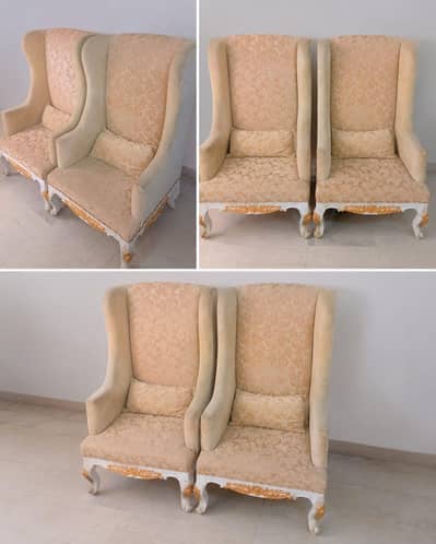 royal wing chairs pair - white & gold excellent condition