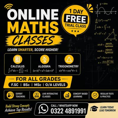 ONLINE MATHS CLASSES(WHATSAPP: 0322-4891991)