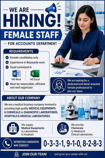 Female Staff Required for Accounts