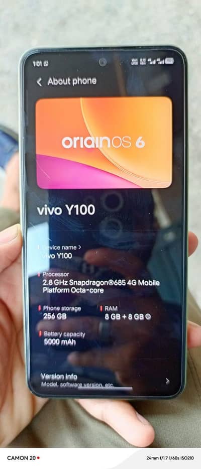 vibo y100 with box 8+8gb 256gb with box total orgnl totl ok urjnt sale