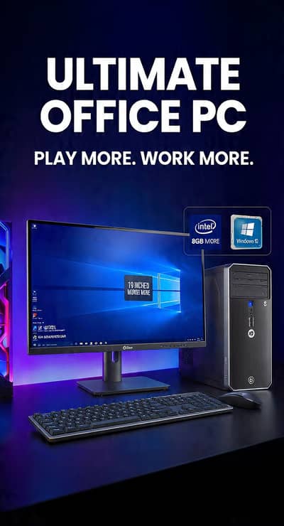 HP Pro PC + 19" ASUS Monitor -13 8GB RAM 500GB HDD 128GB SSD 13