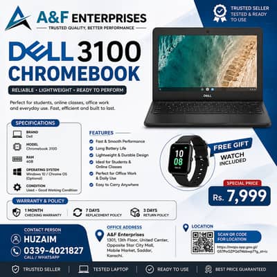 Dell Chromebook 3100 | 4GB RAM | Windows 10 | Warranty | Watch Free
