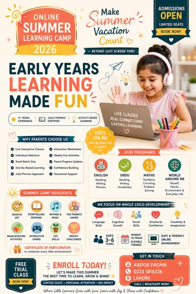 Summer Learning Camp 2026 | Online Classes for Kids (3–6 Years
