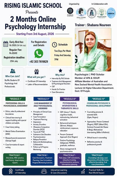 2 Month online psychology internship