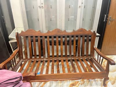 Wooden sofa set with table