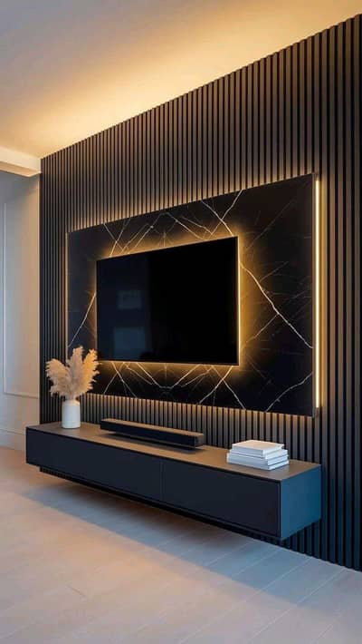 false ceiling, media wall, wall molding, French molding , wall paper
