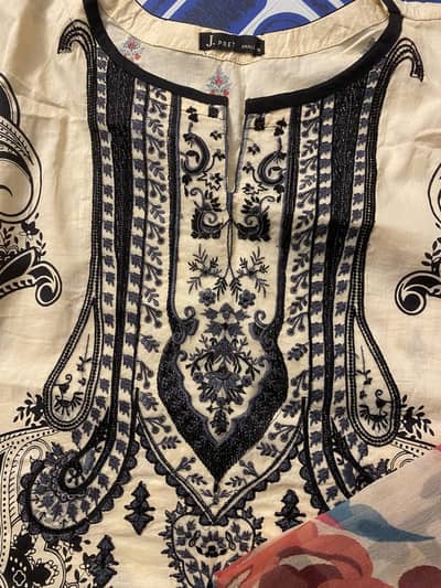 J. 2 piece dupatta and shirt embroidered medium size