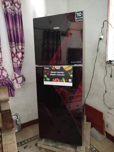 Haier Smart Inverter Double Door Fridge 10 CFT | Red Glass|