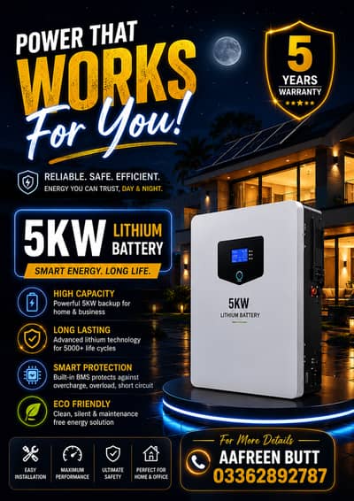 5 kw lithium battery with 5 years warranty