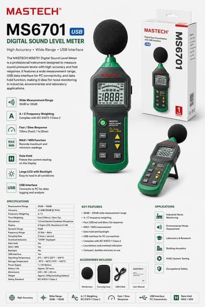 MS6701 MASTECH DIGITAL SOUND LEVEL METER