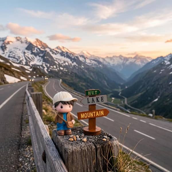 Universal Hut Lake Mountains Sign Board With Character Decoration Accessories For Car