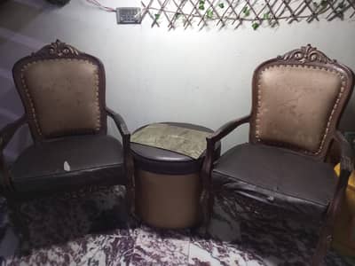 2 chair set with puffy