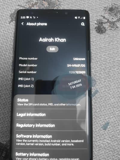 Samsung Mobile Note 9 Dual sim PTA approved 6 / 128
