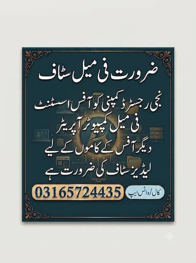 Required female office Staff & Female Receptionist