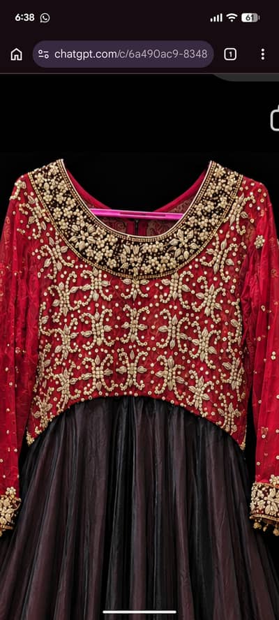 Embroidery body double layer frock chiffon