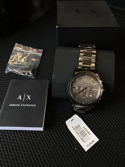 Brand New Armani Exchange AX2086 Gunmetal Chronograph  Watch with Box