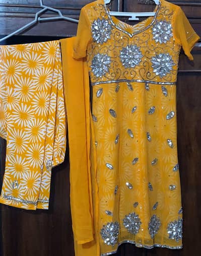 Beautiful mirror work mustard color