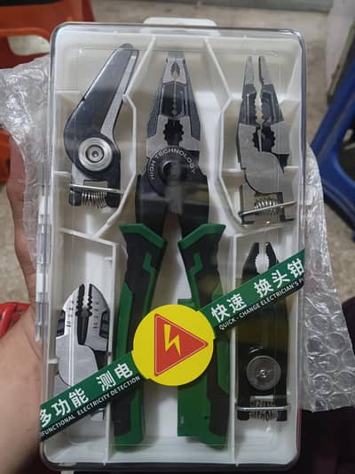 plier| 6in-1 Interchangeable Electrician Plier Set+wire tester