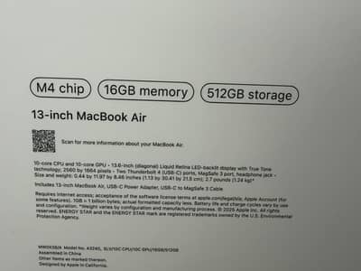 Macbook Air M4 16 GB 512 GB