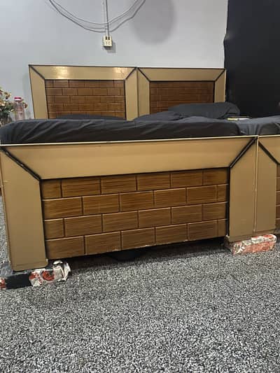 Wooden Box Style pair of single beds