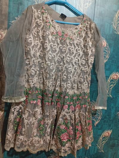 Embroided short frok with sharara