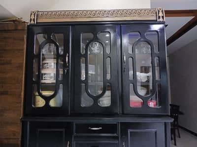 Urgent Sale! Black Wooden Crockery Showcase / Cabinet in Mint Conditio