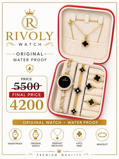 Rivari Elegant woman stainles steel watchgift set 7pc brand new 4200