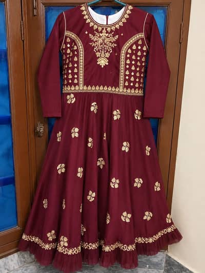 Maroon anarkali gown