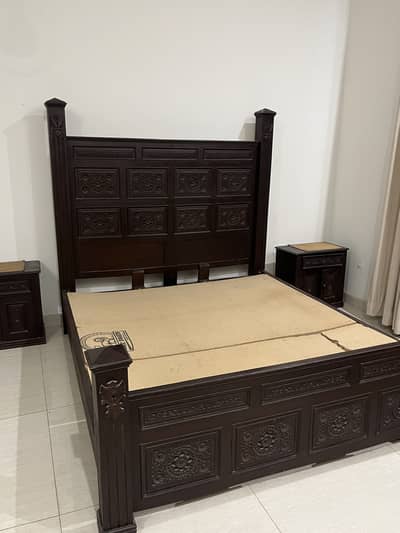 Solid Pure Wood Bed Set