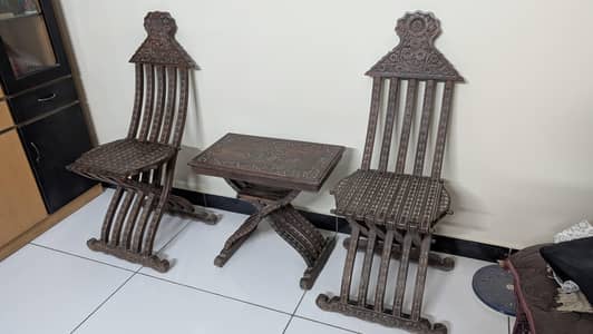 2 Wooden Chairs + Table Set