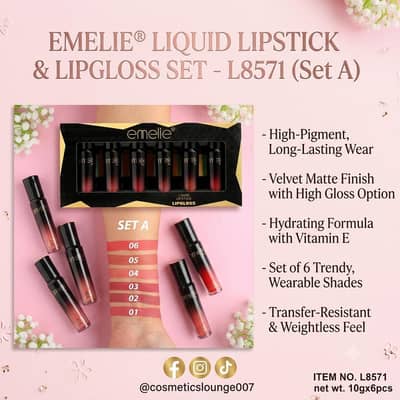 ​ Emelie® Liquid Lipstick & Lipgloss Set