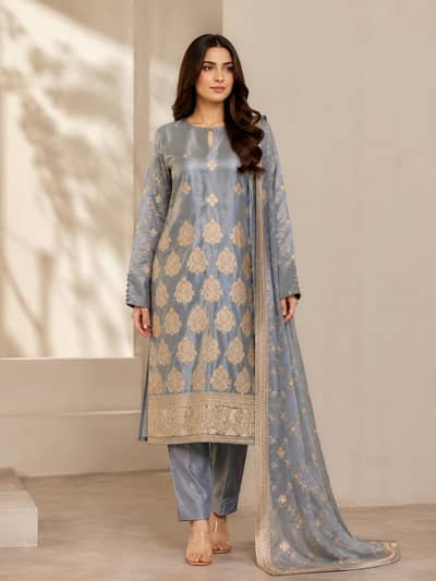 Silver Grey Embroidered Salwar Kameez
