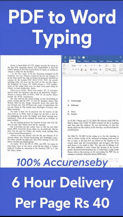 PDF to Word Typing | Data Entry | 6 Hours Delivery