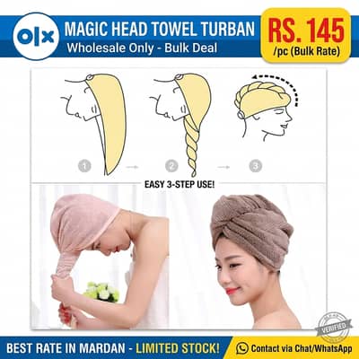 Wholesale Magic Head Towels - Microfiber Hair Drying Turbans (Bulk Lot