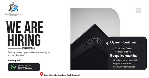 Customer Sales Representative Jobs in Karachi | Evening Shift |
